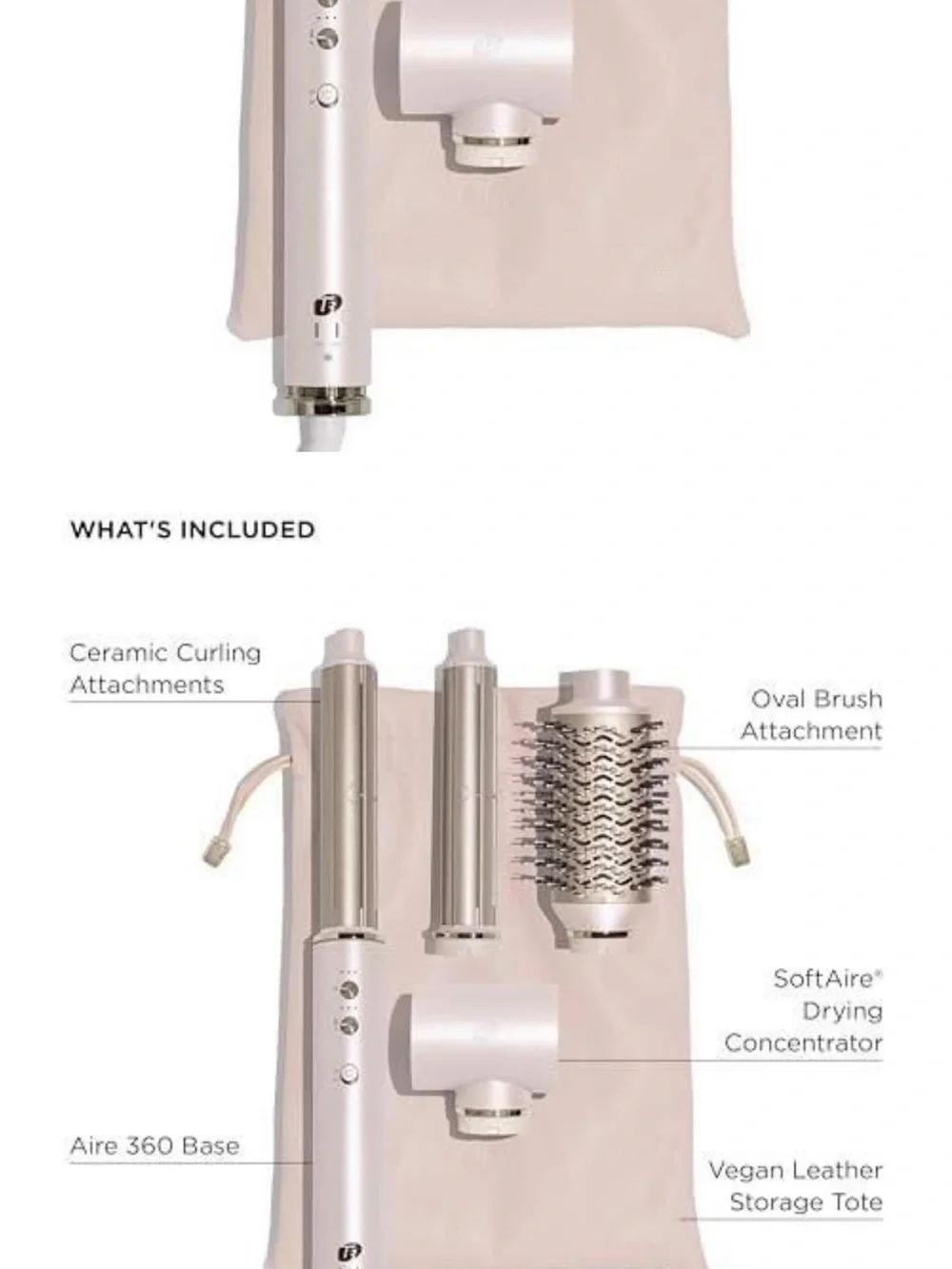 Pink SoftAire Hair Styler Set with Ceramic Curling & Oval Brush Attachments